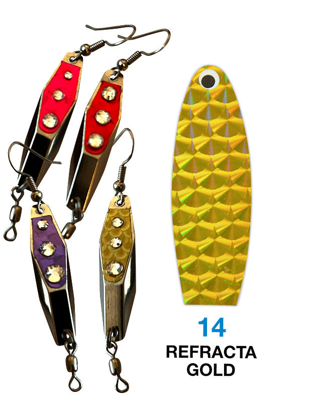 Deadly Dick Diamond Earrings - 14 - Refracta Gold – Deadly Dick Classic  Lures