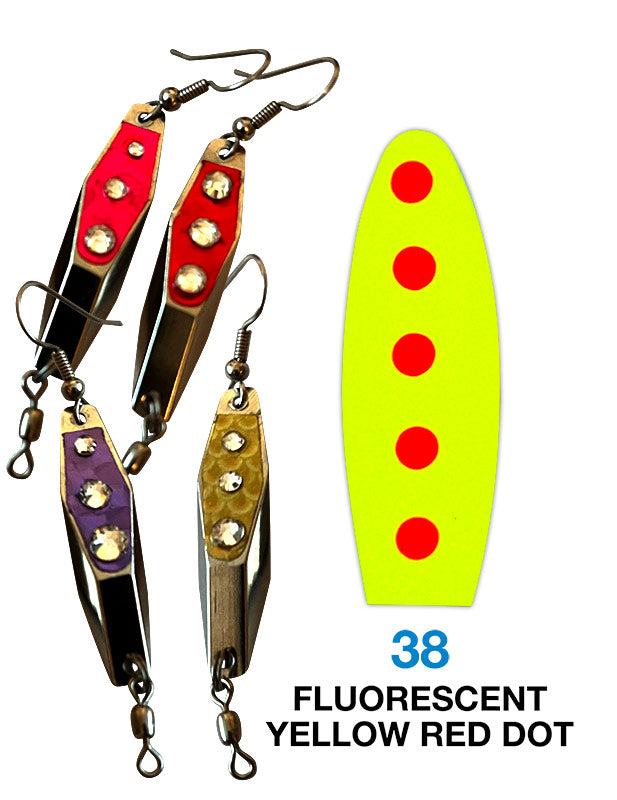Deadly Dick Diamond Lure - 38 - Fluorescent Yellow / Red Dot – Deadly Dick  Classic Lures