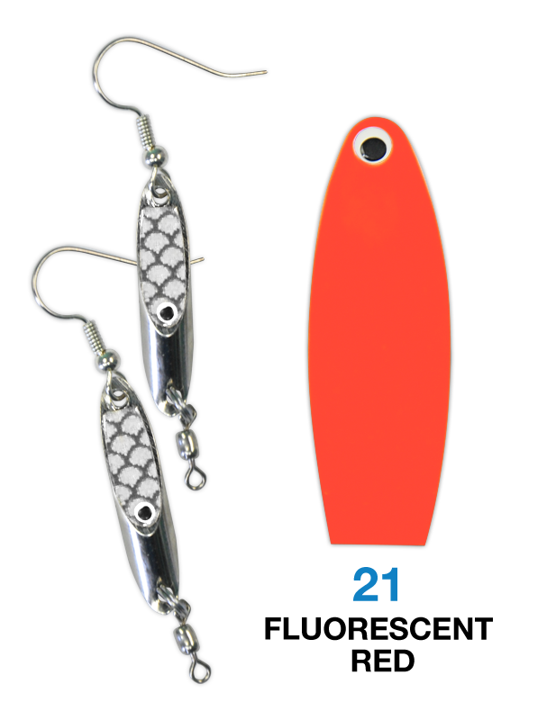 Deadly Dick Earrings - 21 - Fluorescent Red – Deadly Dick Classic Lures