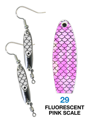 Deadly Dick Earrings - 29 - Fluorescent Pink Scale