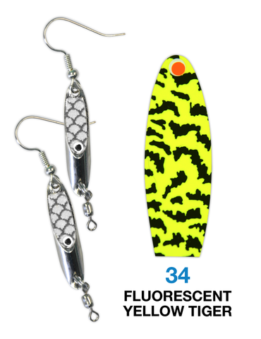 Deadly Dick Earrings - 34 - Fluorescent Yellow Tiger