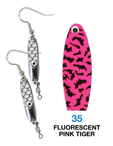 Deadly Dick Earrings - 35 - Fluorescent Pink Tiger